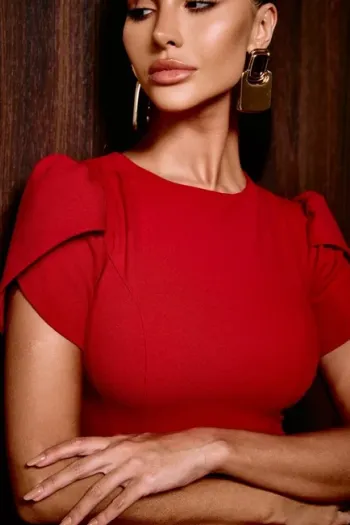 VESTIDO LONGO SCUBA CREPE LUANA MANGA ENVELOPE - VERMELHO