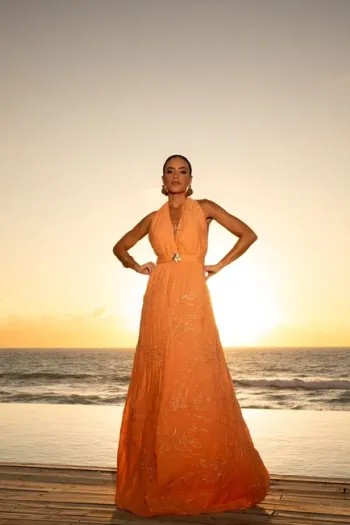 VESTIDO LONGO BORDADO SUMMER - LARANJA
