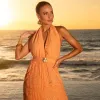 VESTIDO LONGO BORDADO SUMMER - LARANJA