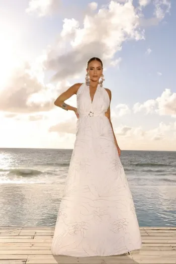 VESTIDO LONGO BORDADO SUMMER - OFF WHITE
