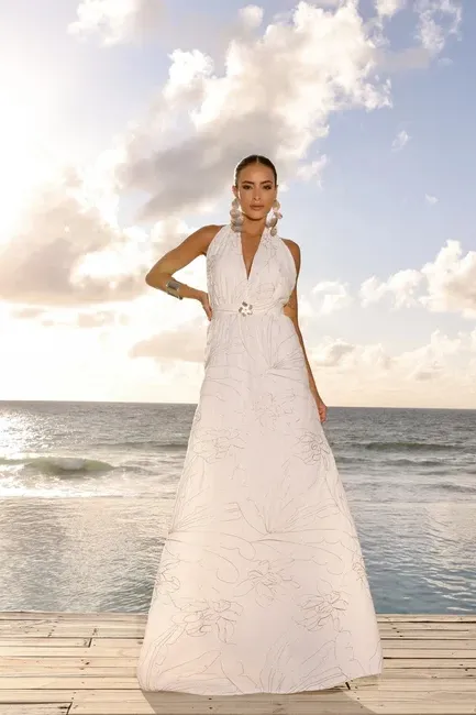 VESTIDO LONGO BORDADO SUMMER - OFF WHITE
