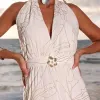 VESTIDO LONGO BORDADO SUMMER - OFF WHITE