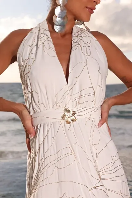 VESTIDO LONGO BORDADO SUMMER - OFF WHITE