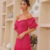 VESTIDO CAMILA LONGO TULE POÁ - PINK
