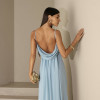 VESTIDO YOLANDA LONGO DRAPEADO BUSTO E COSTAS - AZUL SERENITY