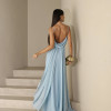 VESTIDO YOLANDA LONGO DRAPEADO BUSTO E COSTAS - AZUL SERENITY