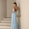 VESTIDO YOLANDA LONGO DRAPEADO BUSTO E COSTAS - AZUL SERENITY