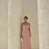 VESTIDO YOLANDA LONGO DRAPEADO BUSTO E COSTAS - ROSA PÓ