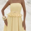 VESTIDO LONGO CREPE PLISSADO MALDIVAS - CAMOMILA