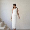 VESTIDO FLÁVIA LONGUETE TUBINHO LAÇO - OFF WHITE