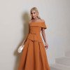 VESTIDO LARA MIDI COM CINTO - CAMEL