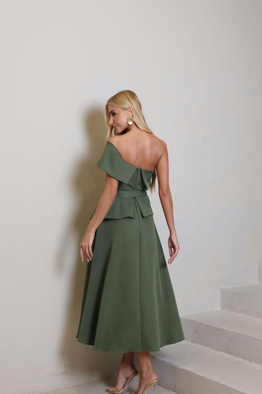 VESTIDO LARA MIDI COM CINTO - VERDE
