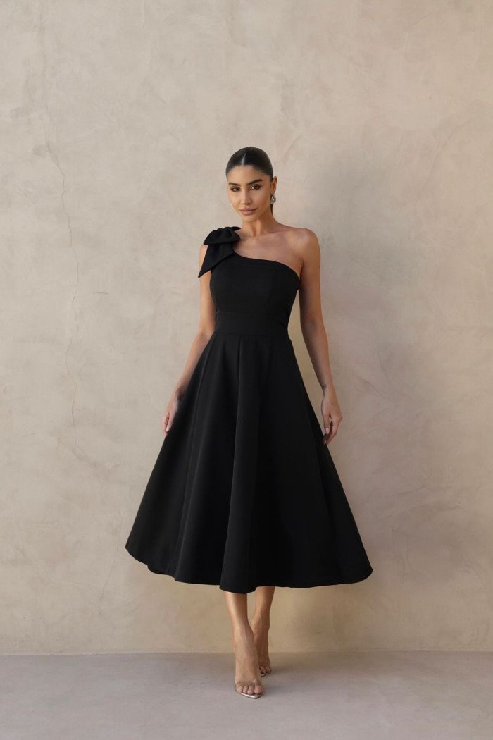VESTIDO LAYS MIDI LAÇO - PRETO