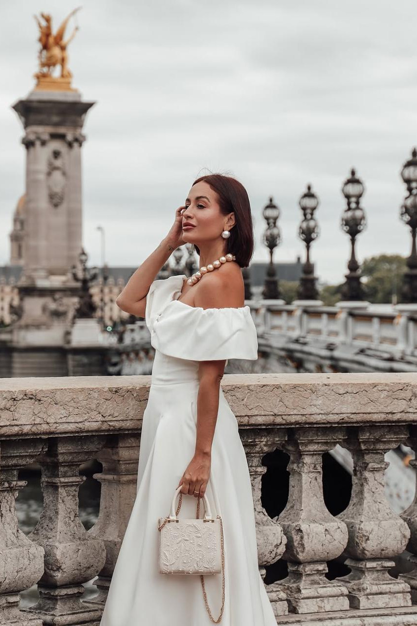 VESTIDO MIDI KAROL OMBRO A OMBRO LAÇO - OFF WHITE