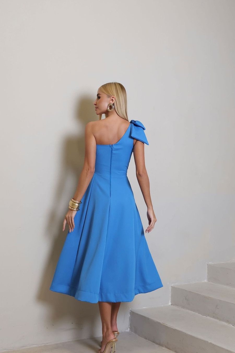 VESTIDO LAYS MIDI LAÇO - AZUL
