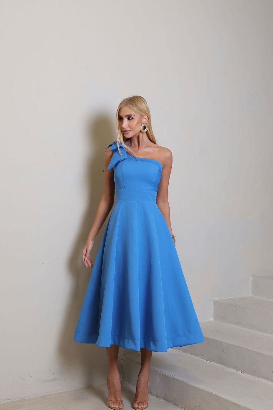 VESTIDO LAYS MIDI LAÇO - AZUL