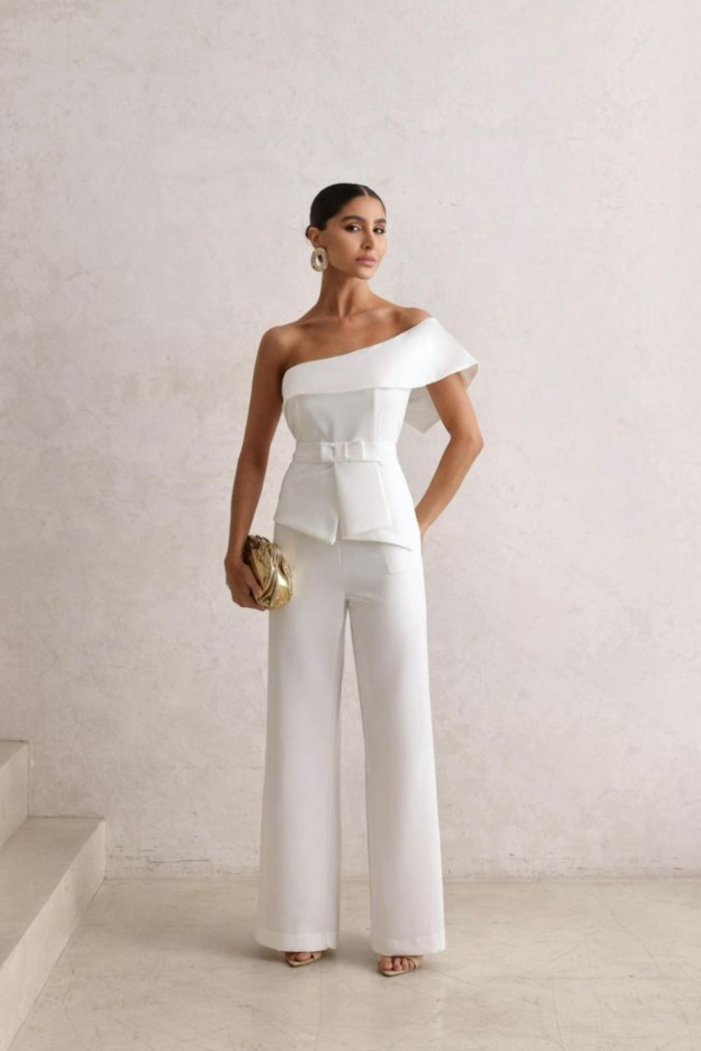 MACACÃO ALFAIATARIA PANTALONA CINTO - OFF WHITE