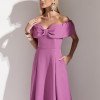 VESTIDO MIDI KAROL OMBRO A OMBRO LAÇO - LILÁS