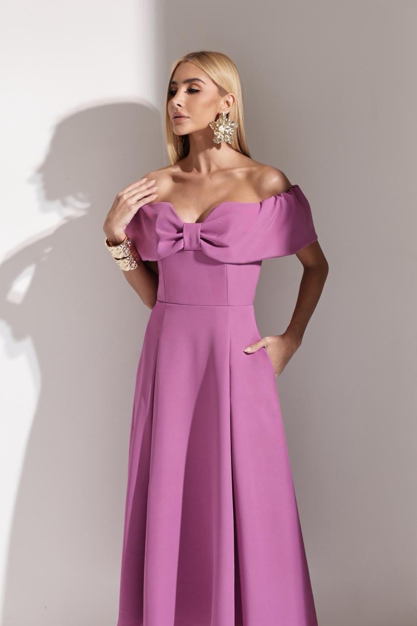 VESTIDO MIDI KAROL OMBRO A OMBRO LAÇO - LILÁS