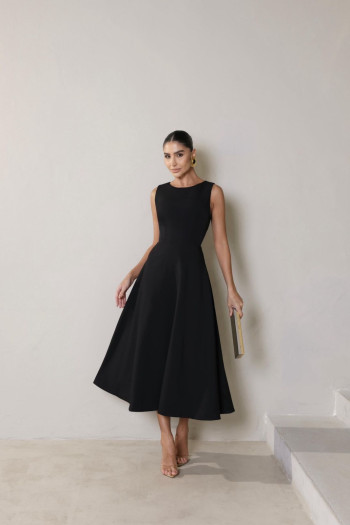 VESTIDO ANA PAULA MIDI ALFAIATARIA PREMIUM - PRETO