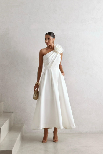 VESTIDO MIDI FLOWERS NULA MANGA - OFF WHITE