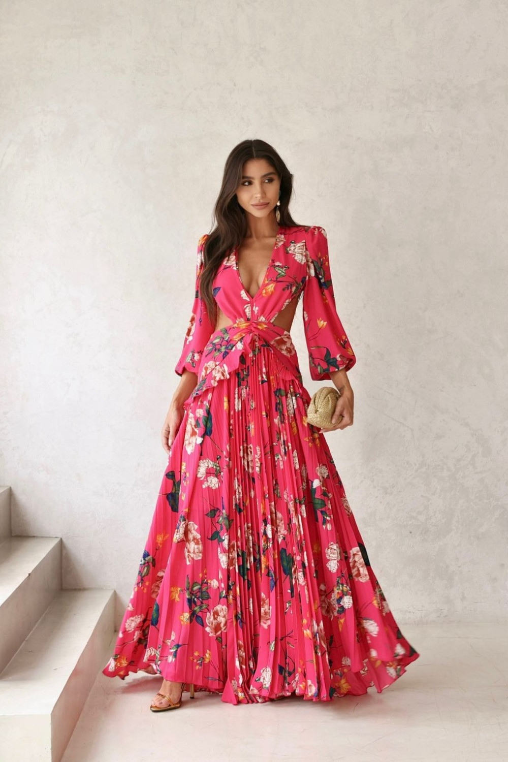 VESTIDO LONGO TRANCOSO ESTAMAPADO FLOWERS - ROSA