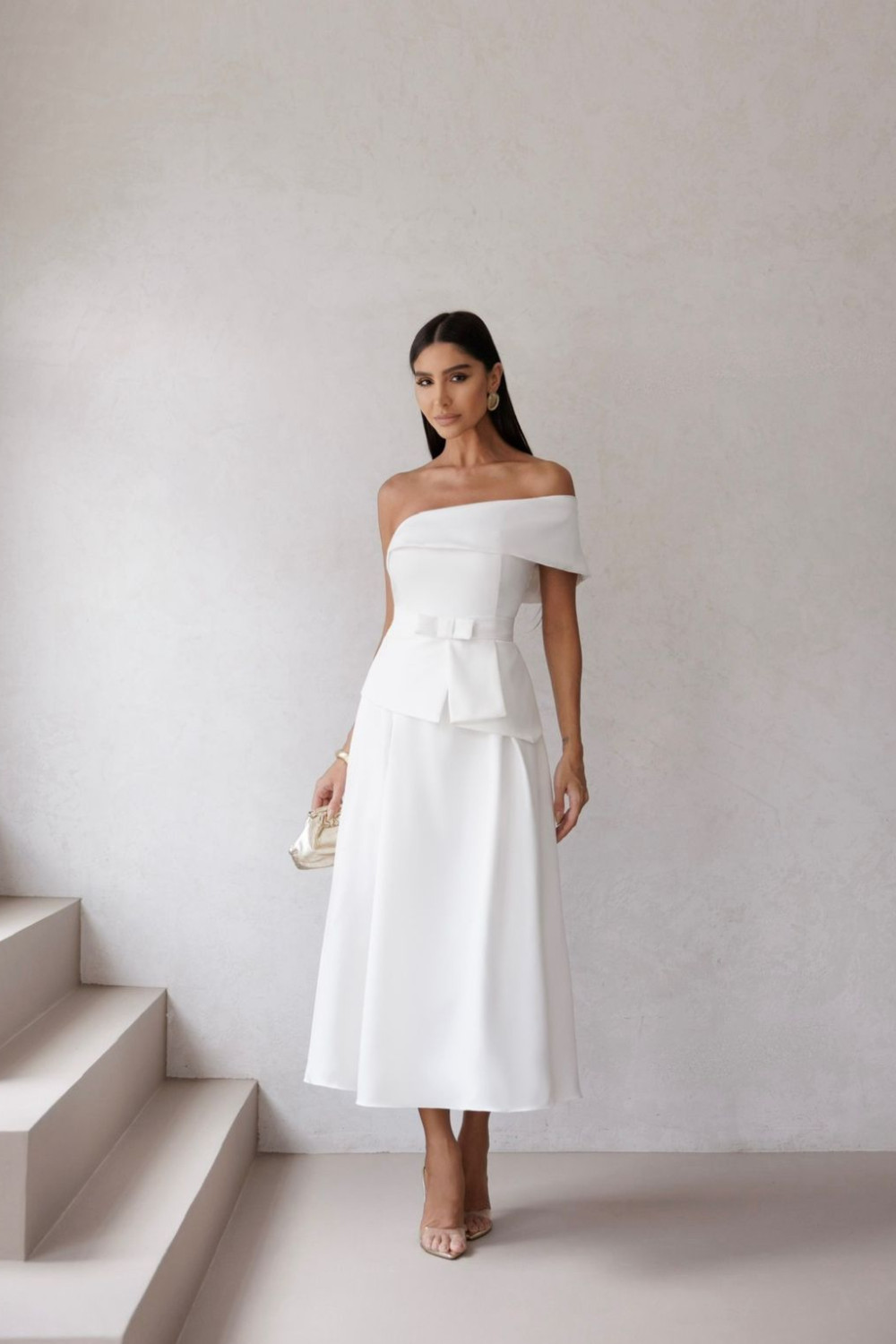 VESTIDO LARA MIDI COM CINTO - OFF WHITE