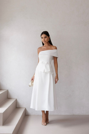 VESTIDO LARA MIDI COM CINTO - OFF WHITE