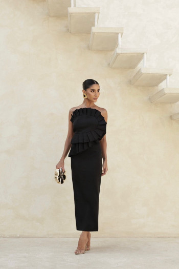 VESTIDO MIDI SAFIRA ALFAIATARIA - PRETO