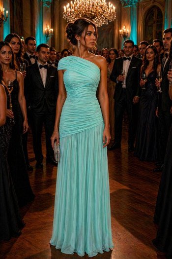 VESTIDO DE FESTA ALICE MICROTULE COM CAPA - VERDE TIFFANY