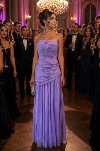 VESTIDO DE FESTA ALICE MICROTULE COM CAPA - LILÁS