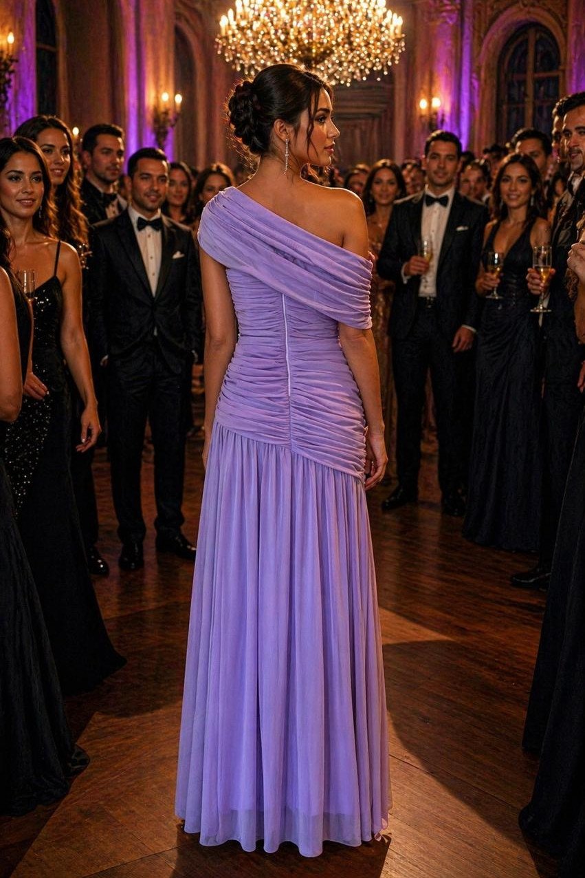 VESTIDO DE FESTA ALICE MICROTULE COM CAPA - LILÁS