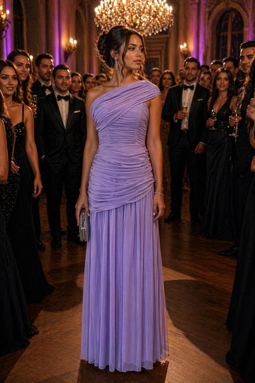 VESTIDO DE FESTA ALICE MICROTULE COM CAPA - LILÁS