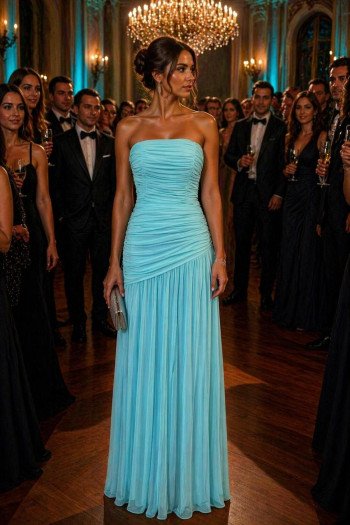 VESTIDO DE FESTA ALICE MICROTULE COM CAPA - AZUL TIFFANY