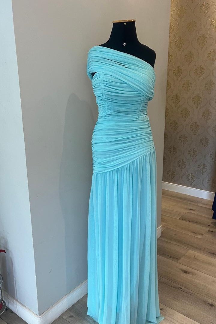 VESTIDO DE FESTA ALICE MICROTULE COM CAPA - AZUL TIFFANY