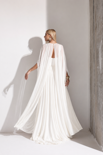 VESTIDO DE FESTA ANGELINA MANGA CAPA - OFF WHITE