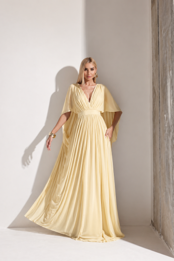 VESTIDO DE FESTA ANGELINA MANGA CAPA - AMARELO