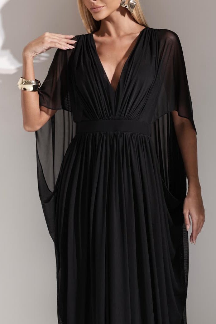 VESTIDO DE FESTA ANGELINA MANGA CAPA - PRETO