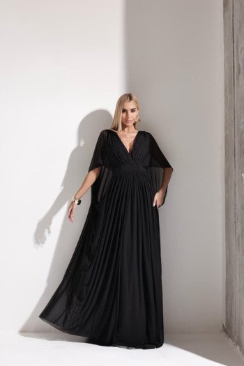 VESTIDO DE FESTA ANGELINA MANGA CAPA - PRETO