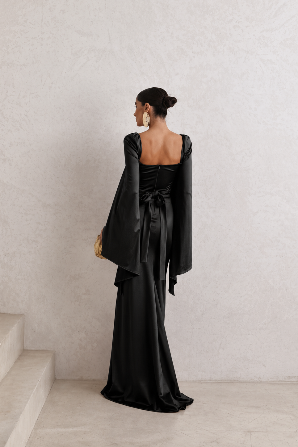 VESTIDO DE FESTA AURA SAIA TRANSPASSADA - PRETO