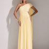 VESTIDO DE FESTA CECÍLIA CHIFFON CAPA OMBRO - AMARELO MANTEIGA