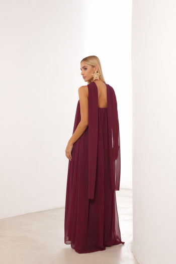 VESTIDO LONGO FIORELLA FAIXA CHOKER - MARSALA