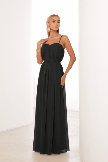 VESTIDO LONGO FIORELLA FAIXA CHOKER - PRETO