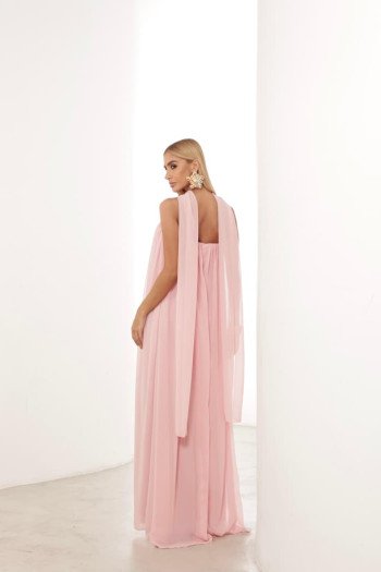 VESTIDO LONGO FIORELLA FAIXA CHOKER - ROSA BEBÊ