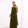 VESTIDO LONGO FIORELLA FAIXA CHOKER - VERDE OLIVA
