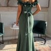 VESTIDO DE FESTA FRANÇA OMBRO A OMBRO - VERDE OLIVA