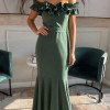 VESTIDO DE FESTA FRANÇA OMBRO A OMBRO - VERDE OLIVA