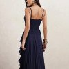 VESTIDO LONGO LIVIA PLISSADO - AZUL MARINHO