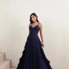 VESTIDO LONGO LIVIA PLISSADO - AZUL MARINHO