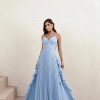 VESTIDO LONGO LIVIA PLISSADO - AZUL SERENITY